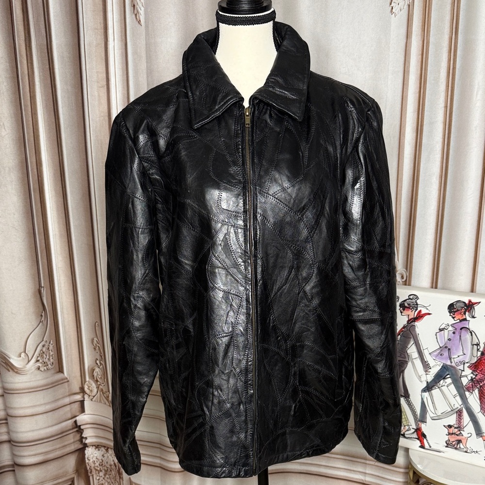 Textured Black Leather Jacket